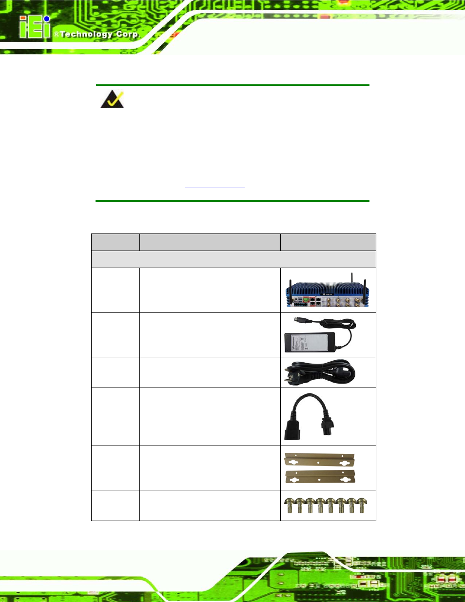3 unpacking checklist, Npacking, Hecklist | 3 un pa c kin g ch e c klis t | IEI Integration TANK-720-Q67 User Manual | Page 24 / 147