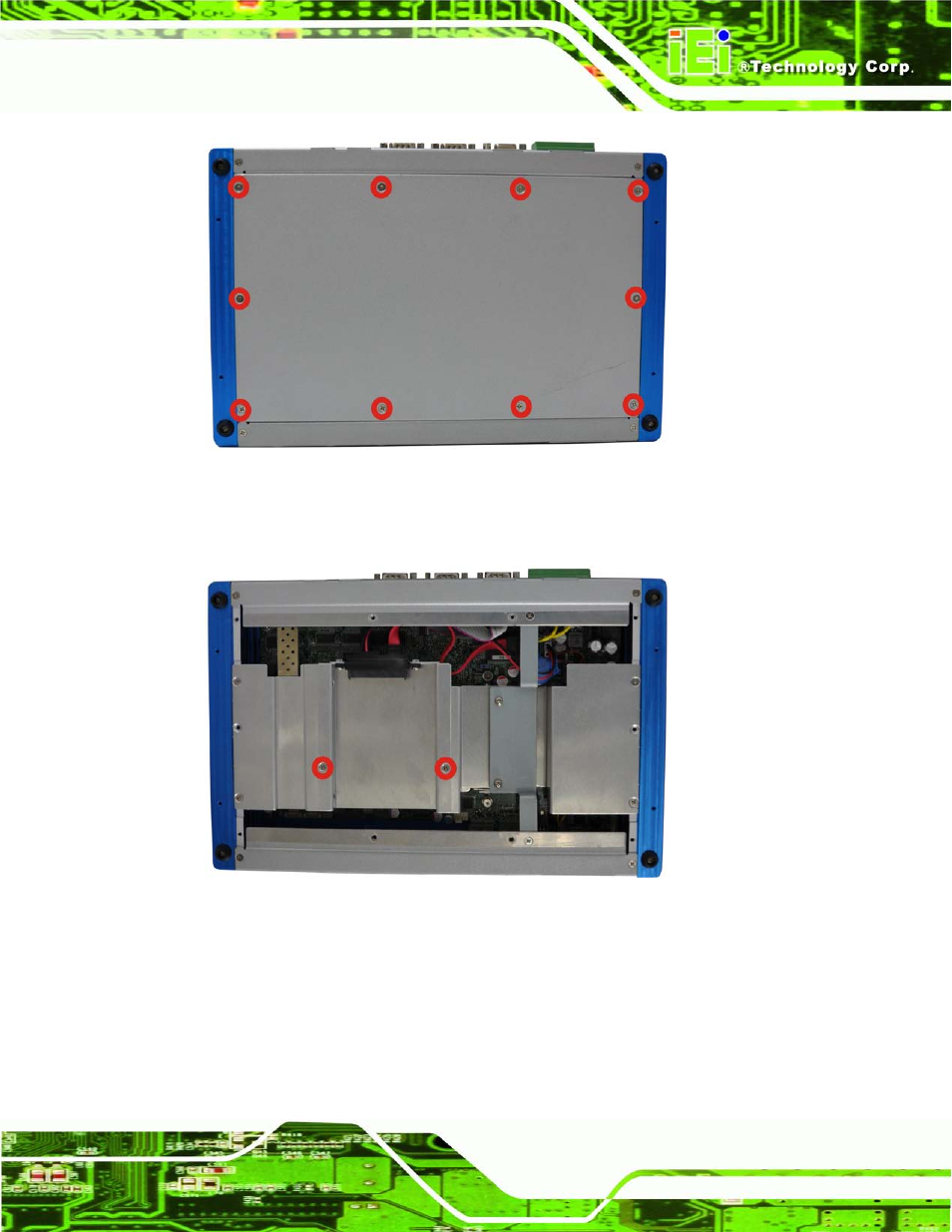 Figure 3-1: bottom panel retention screws, Figure 3-2: hdd bracket retention screws | IEI Integration TANK-720-Q67 User Manual | Page 29 / 147