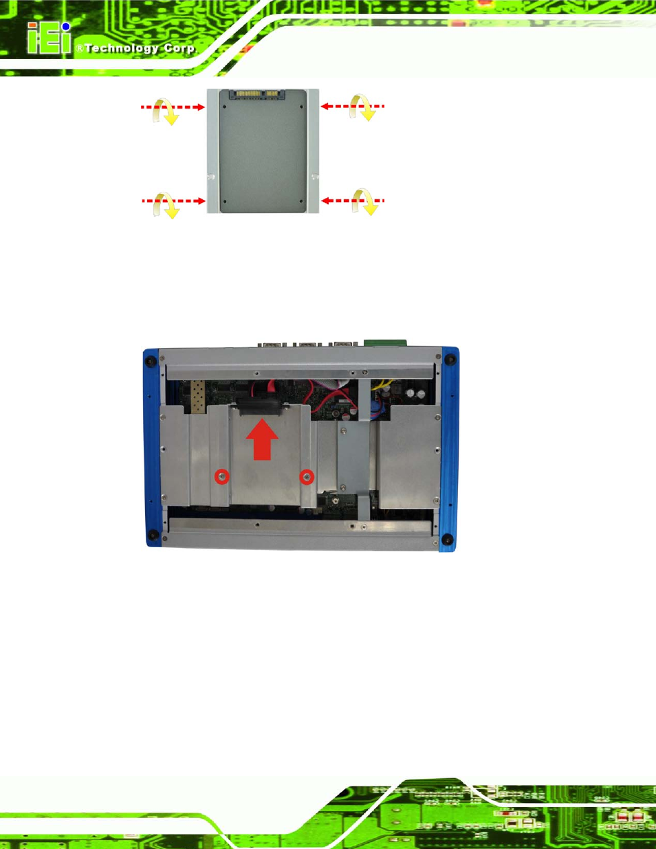 3 pluggable can-bus terminal block installation, Luggable, Erminal | Lock, Nstallation, Figure 3-3: hdd installation, Figure 3-4: hdd bracket installation | IEI Integration TANK-720-Q67 User Manual | Page 30 / 147