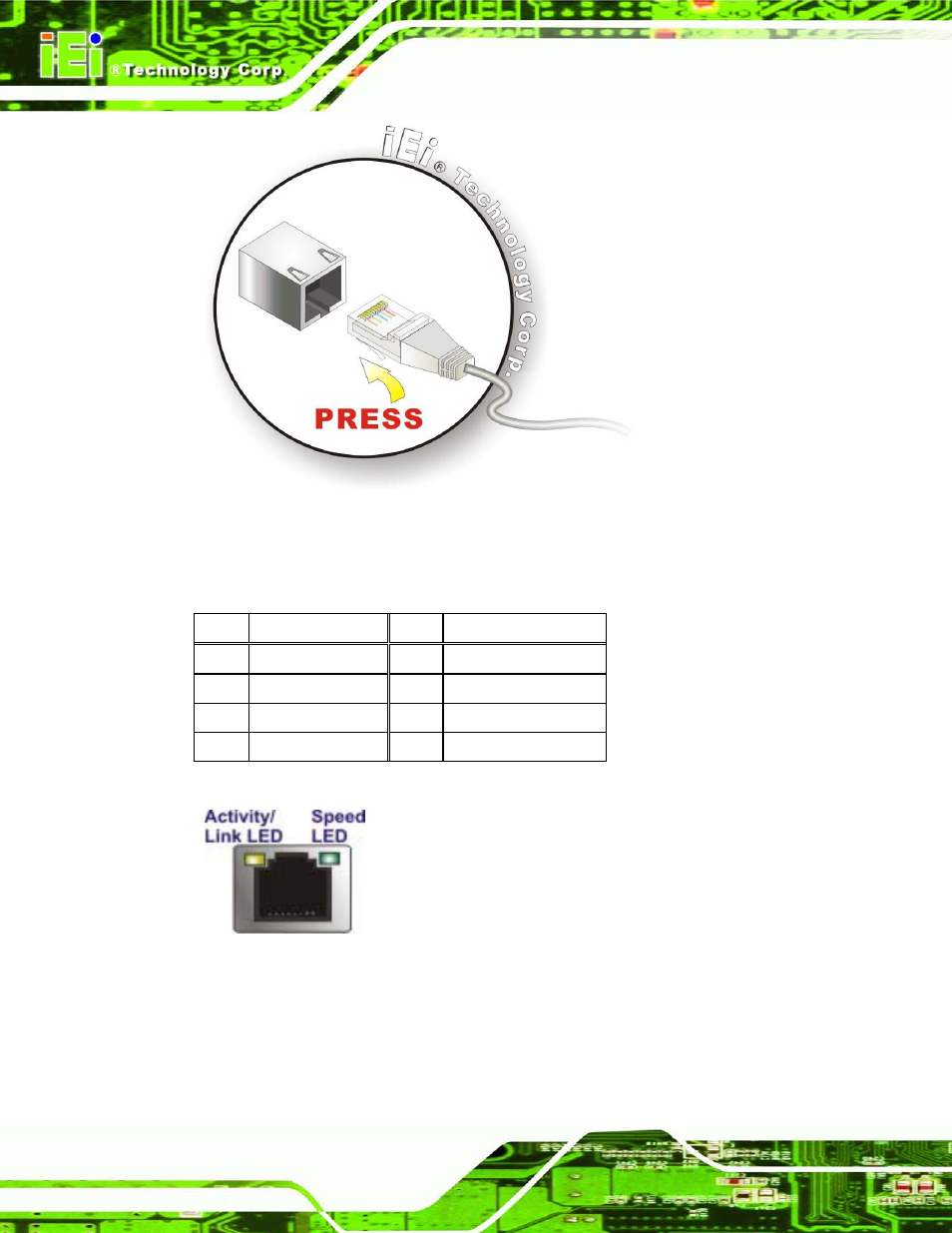 Figure 3-18: lan connection, Figure 3-19: rj-45 ethernet connector, Table 3-3: lan pinouts | Ee table 3-3, Figure 3-18 | IEI Integration TANK-720-Q67 User Manual | Page 42 / 147