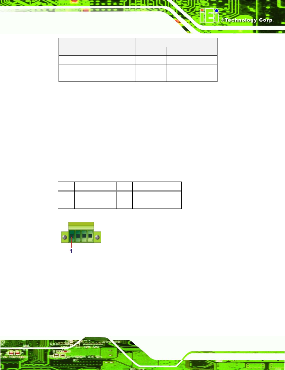 9 power input, 4-pin terminal block, 10 power input, 4-pin din connector, Figure 3-20: 4-pin terminal block pinout location | Table 3-4: rj-45 ethernet connector leds, Table 3-5: 4-pin terminal block pinouts, 9 p o we r in p u t, 4-p in te rm in a l blo c k | IEI Integration TANK-720-Q67 User Manual | Page 43 / 147