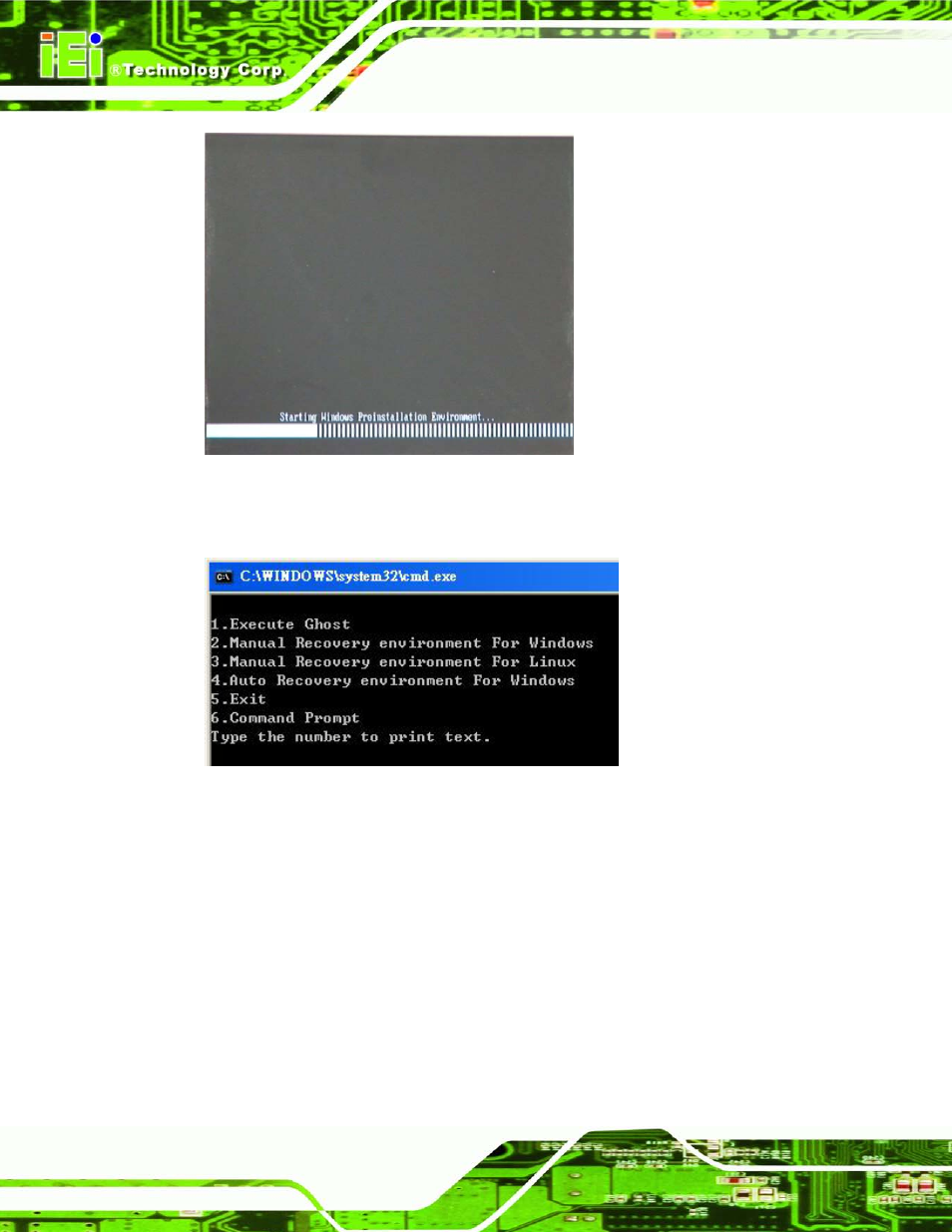 Figure a-2: launching the recovery tool, Figure a-3: recovery tool setup menu | IEI Integration TANK-820-H61 v1.00 User Manual | Page 115 / 158
