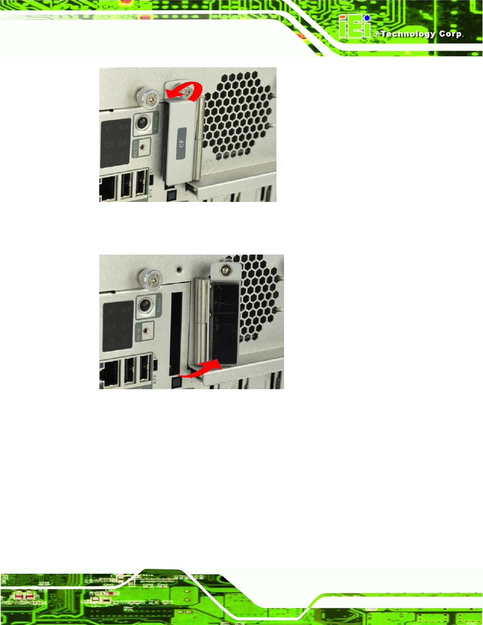 Figure 3-1: cf card socket, Figure 3-2: cf card socket cover | IEI Integration TANK-820-H61 v1.00 User Manual | Page 32 / 158