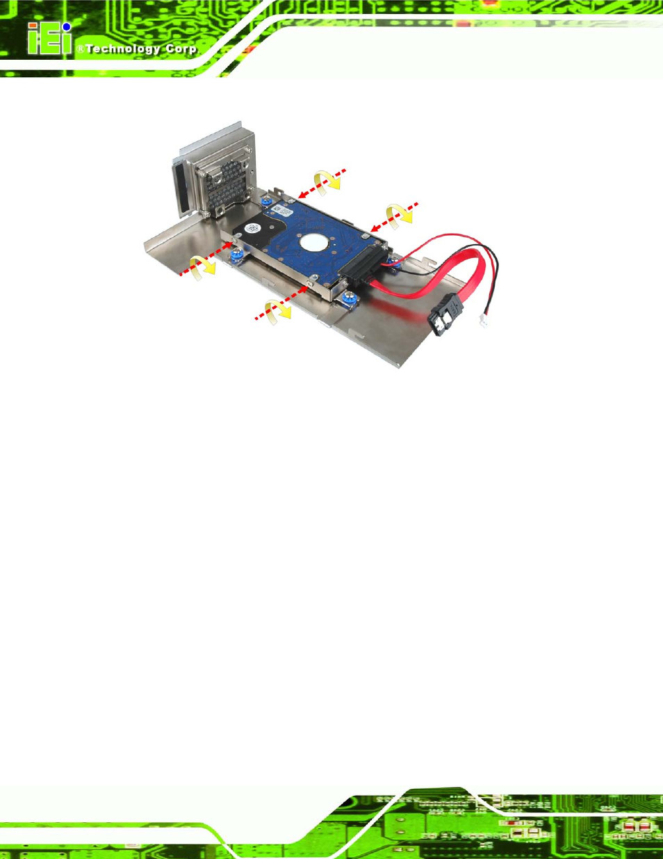 4 system fan installation, Ystem, Nstallation | Figure 3-7: hdd retention screws, 4 s ys te m fa n in s ta lla tio n | IEI Integration TANK-820-H61 v1.00 User Manual | Page 35 / 158