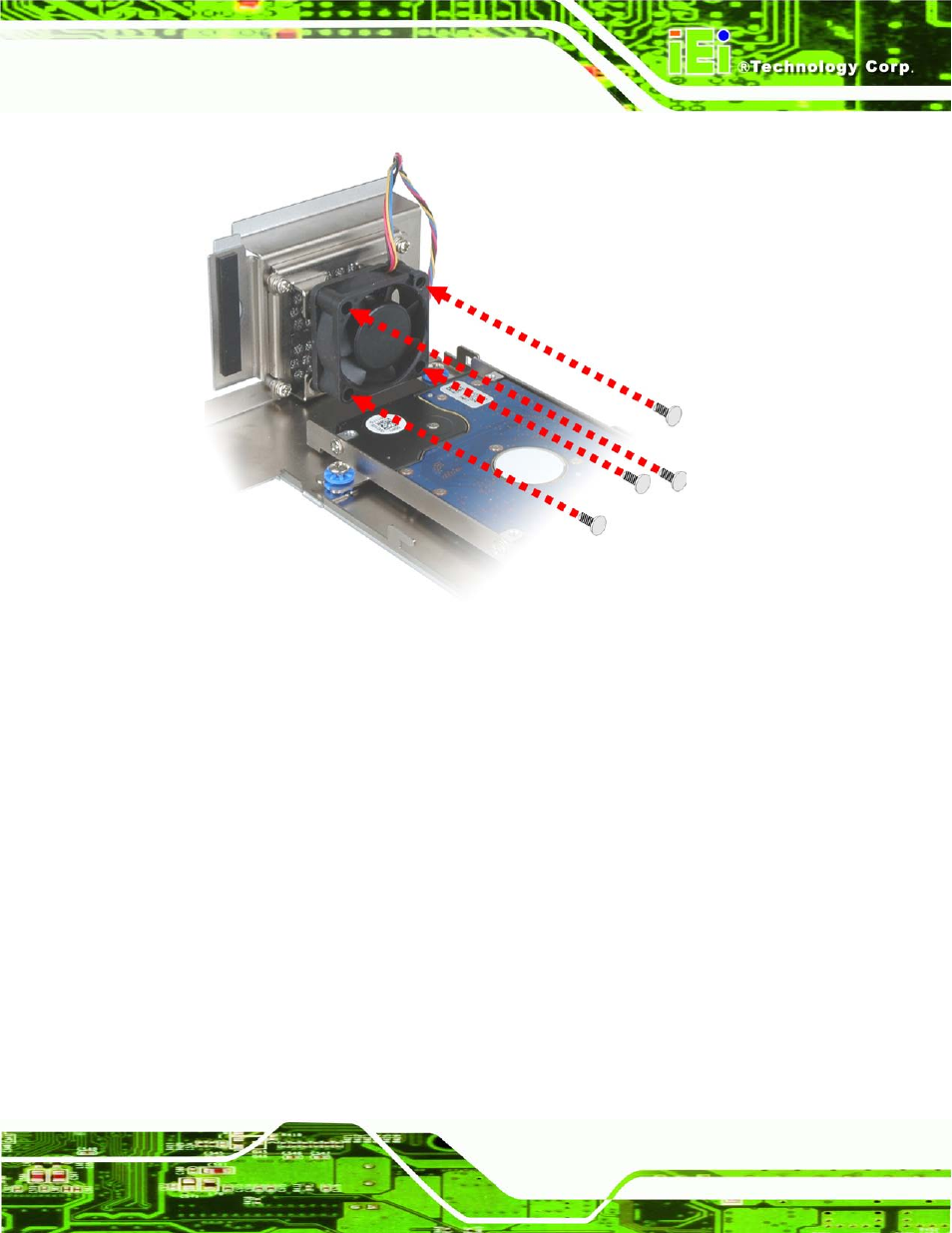 5 mounting the system with mounting brackets, Ounting the, Ystem with | Ounting, Rackets, Figure 3-8: system fan installation, Figure 3-8 ) | IEI Integration TANK-820-H61 v1.00 User Manual | Page 36 / 158