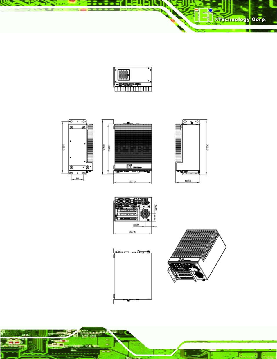 9 dimensions, Imensions, Figure 1-7: physical dimensions (millimeters) | IEI Integration TANK-820-H61 v2.00 User Manual | Page 24 / 158