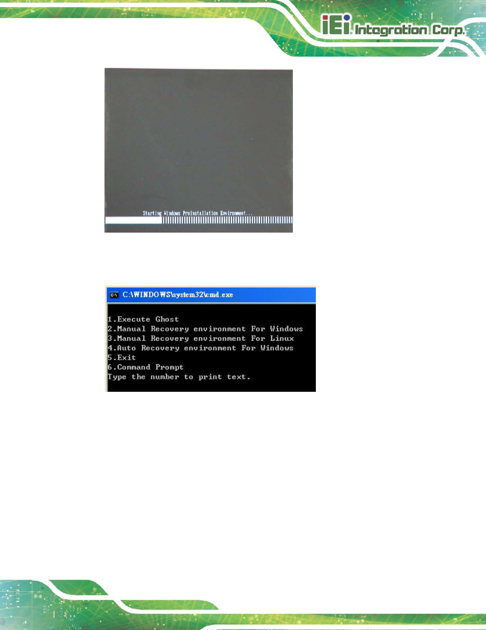 Figure a-2: launching the recovery tool, Figure a-3: recovery tool setup menu | IEI Integration TANK-820-H61 v2.03 User Manual | Page 114 / 157