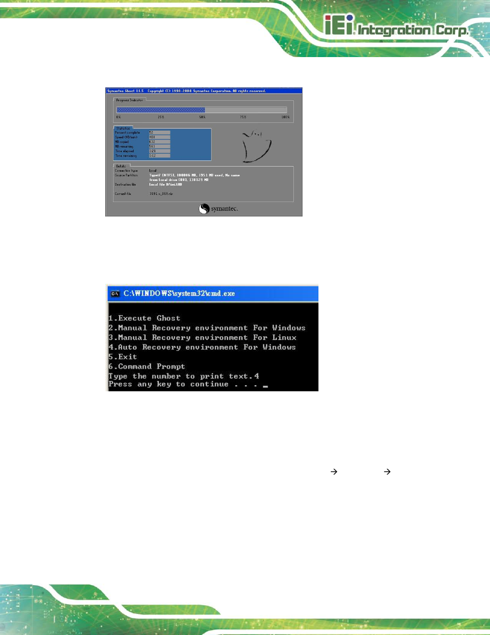 Figure a-27: image creation complete, Figure a-28: press any key to continue | IEI Integration TANK-820-H61 v2.03 User Manual | Page 128 / 157