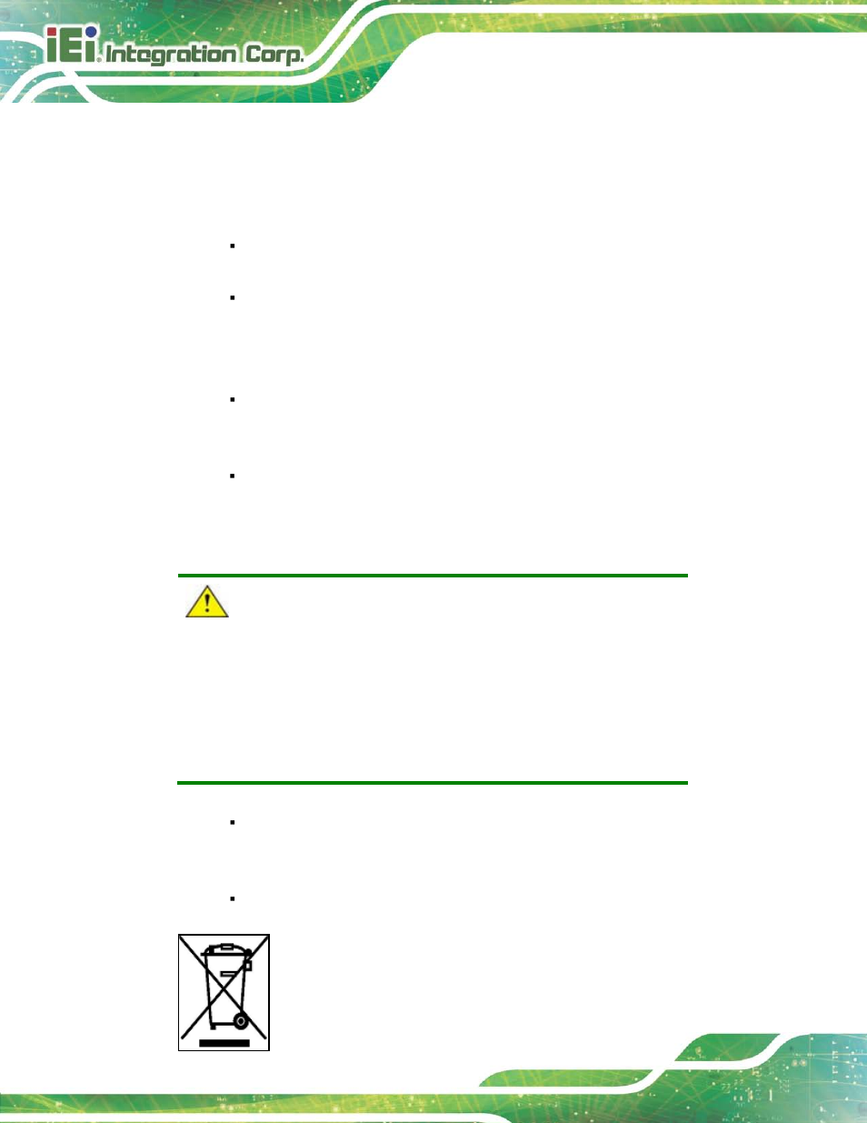 B.1.3 product disposal | IEI Integration TANK-820-H61 v2.03 User Manual | Page 151 / 157
