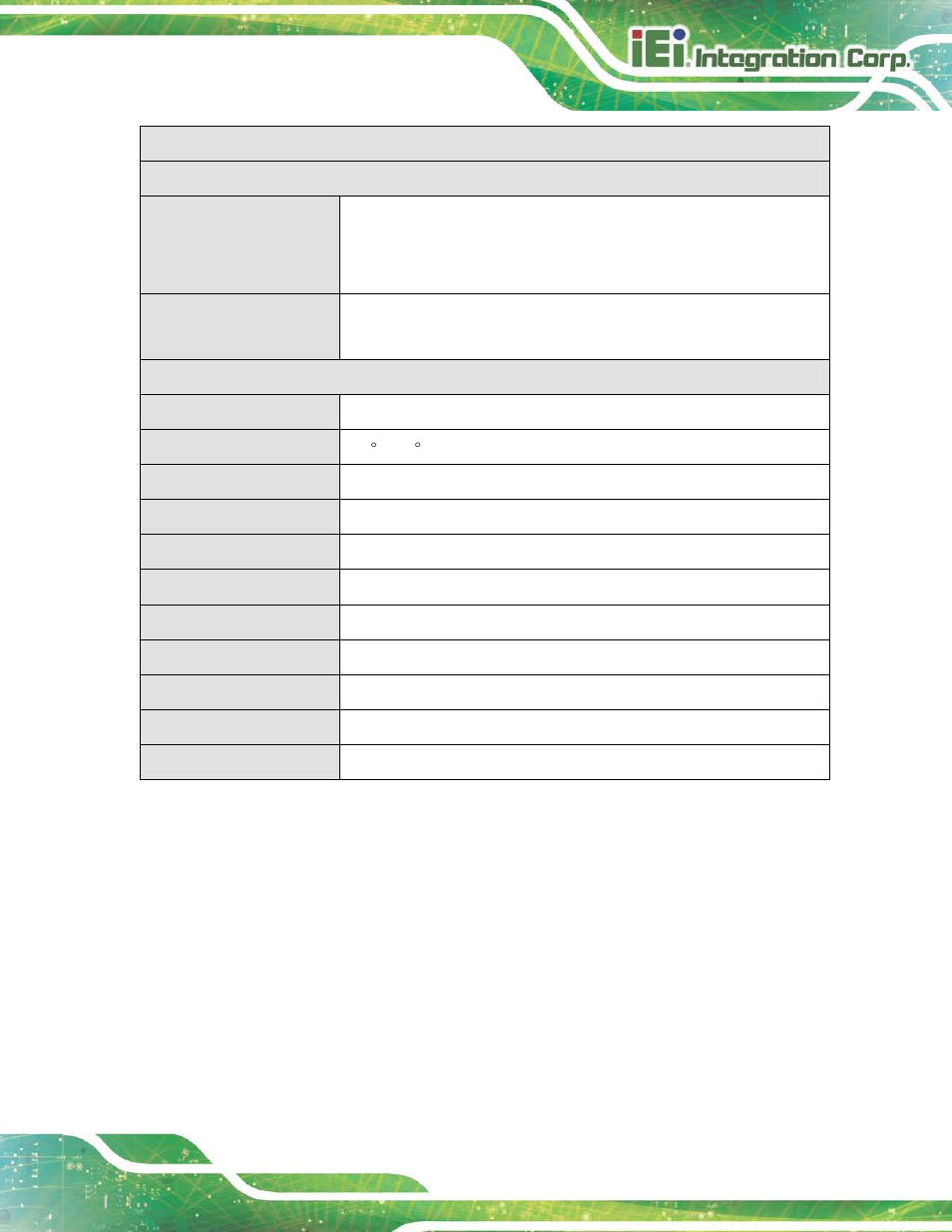 Table 1-2: technical specifications | IEI Integration TANK-820-H61 v2.03 User Manual | Page 18 / 157