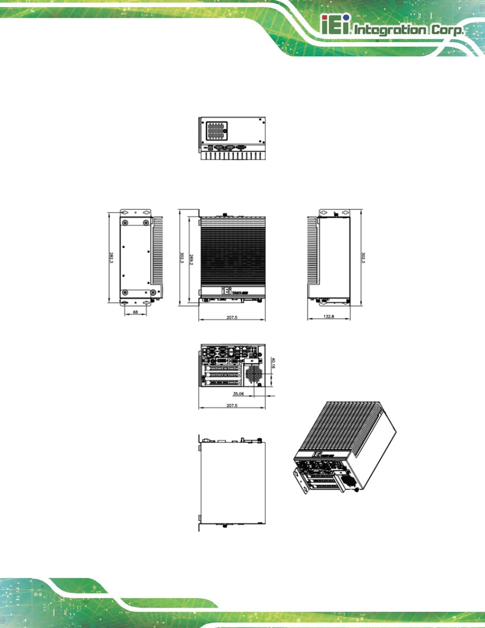 9 dimensions, Imensions, Figure 1-7: physical dimensions (millimeters) | IEI Integration TANK-820-H61 v2.03 User Manual | Page 24 / 157