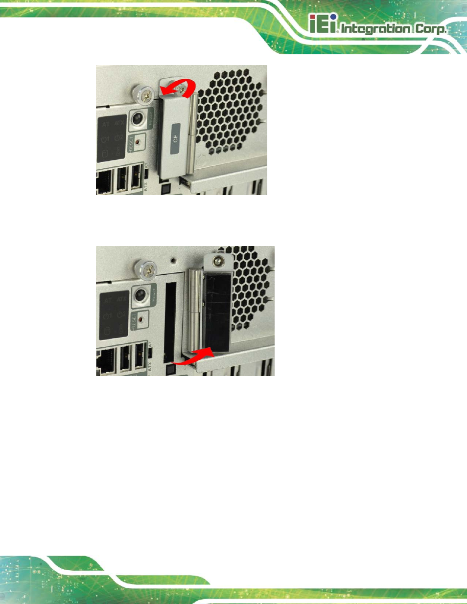 Figure 3-1: cf card socket, Figure 3-2: cf card socket cover | IEI Integration TANK-820-H61 v2.03 User Manual | Page 32 / 157