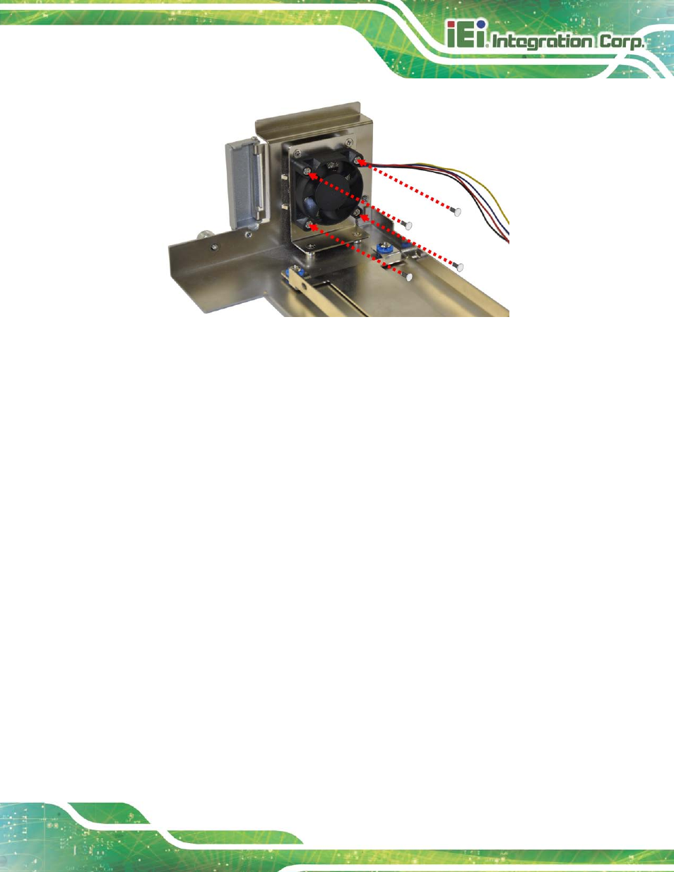 5 mounting the system with mounting brackets, Ounting the, Ystem with | Ounting, Rackets, Figure 3-8: system fan installation, Figure 3-8 ) | IEI Integration TANK-820-H61 v2.03 User Manual | Page 36 / 157