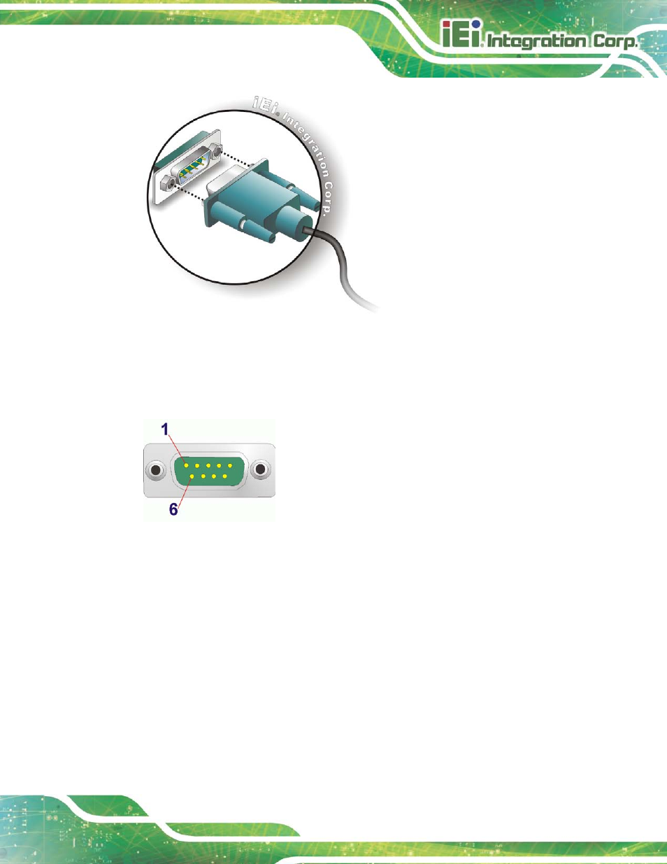 12 usb connectors, Figure 3-22: serial device connector, Figure 3-23: db-9 rs-232 serial port connector | IEI Integration TANK-820-H61 v2.03 User Manual | Page 46 / 157