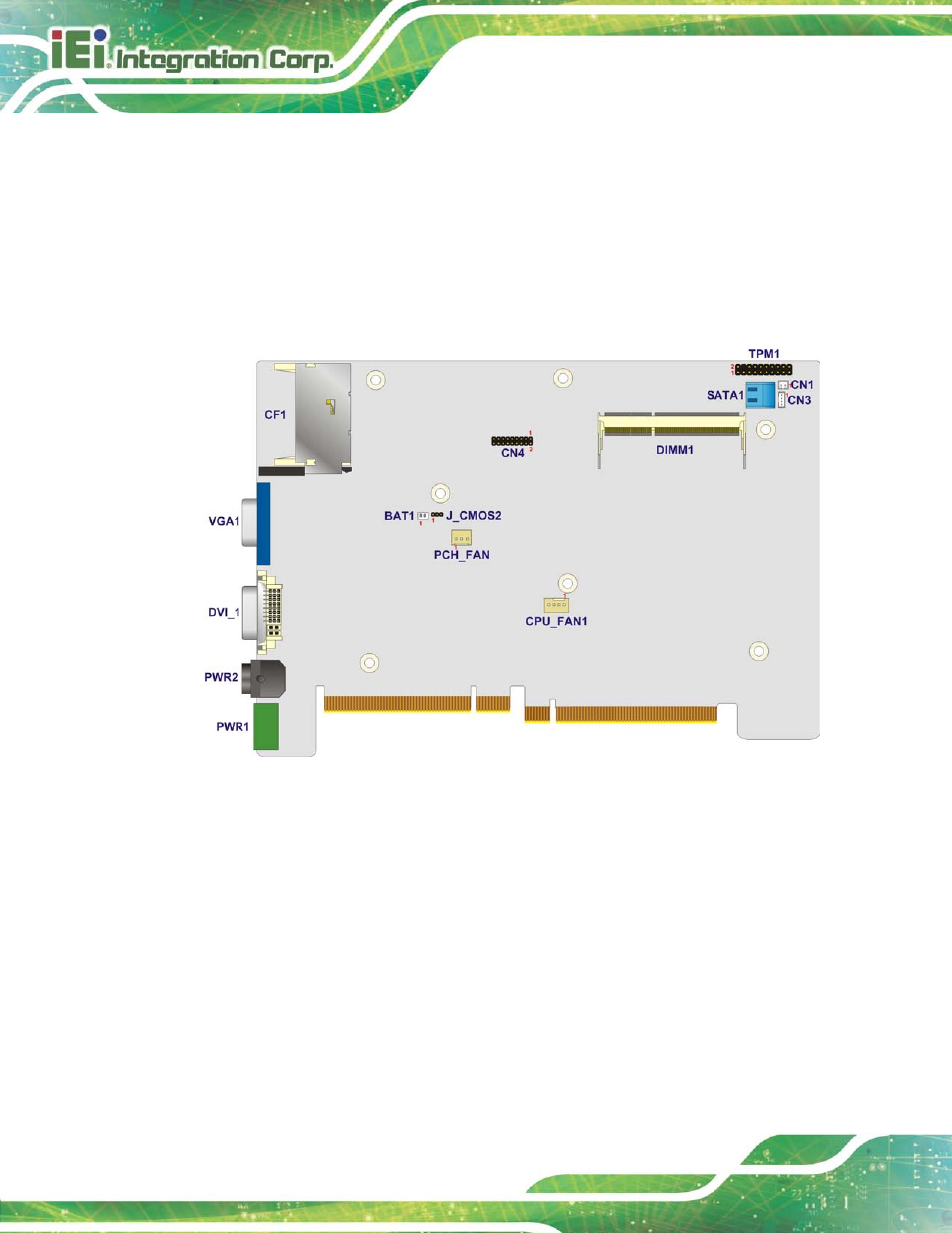 1 overview, 1 layout, Verview | Figure 4-1: system motherboard (front), 1 ove rvie w | IEI Integration TANK-820-H61 v2.03 User Manual | Page 55 / 157