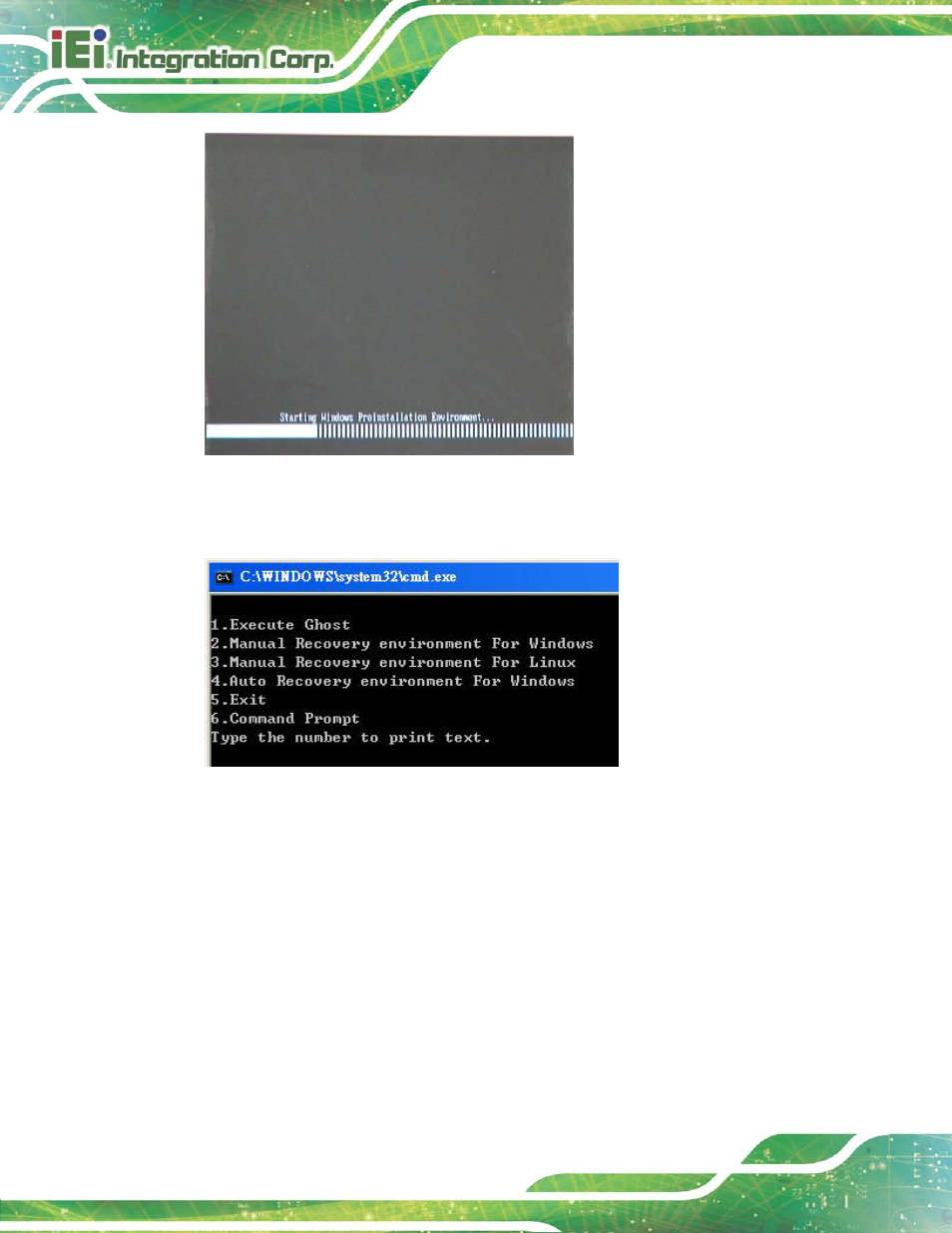 Figure c-2: launching the recovery tool, Figure c-3: recovery tool setup menu | IEI Integration TANK-6000-C226 User Manual | Page 100 / 138