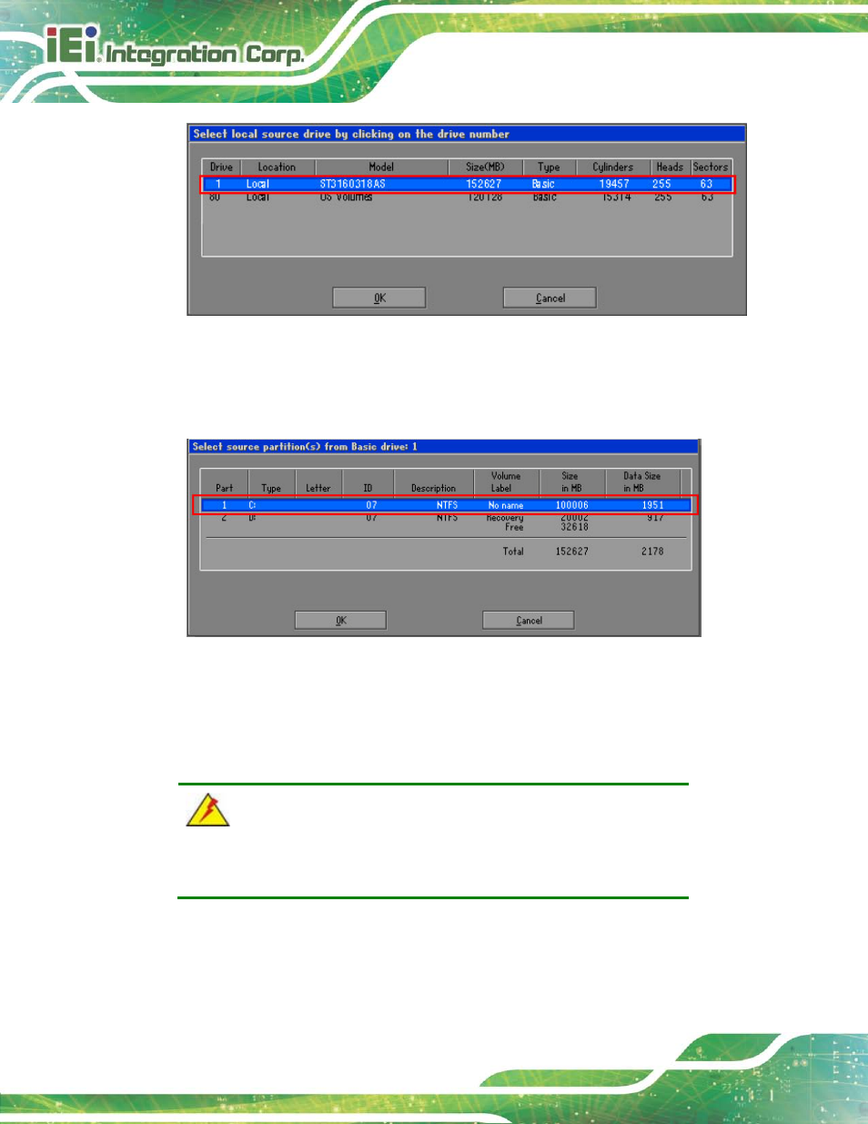 Figure c-14: select a local source drive | IEI Integration TANK-6000-C226 User Manual | Page 108 / 138