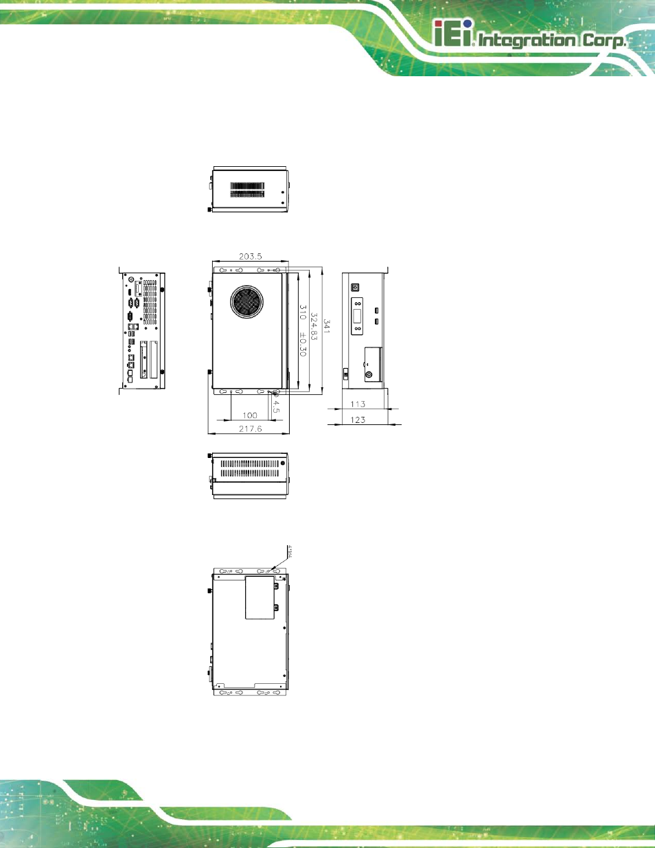 7 dimensions, Imensions, Figure 1-4: physical dimensions (mm) | IEI Integration TANK-6000-C226 User Manual | Page 17 / 138