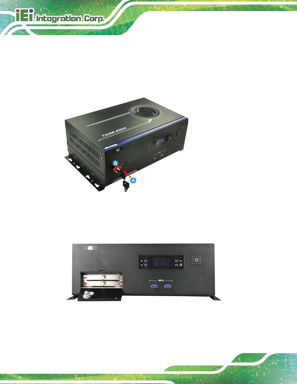2 serial ata 3.0 drive installation, Figure 3-4: hdd drive bay, Figure 3-5: hdd bracket retention screws | IEI Integration TANK-6000-C226 User Manual | Page 26 / 138