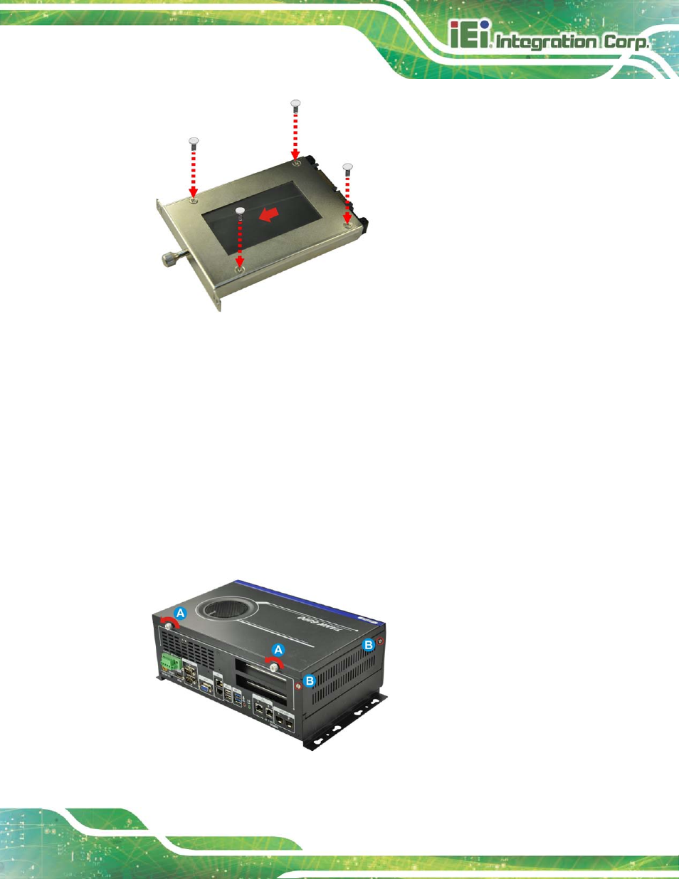 4 pcie expansion card installation (optional), Xpansion, Nstallation | Ptional, Figure 3-6: installing the hdd, Figure 3-7: unscrew the cover | IEI Integration TANK-6000-C226 User Manual | Page 27 / 138
