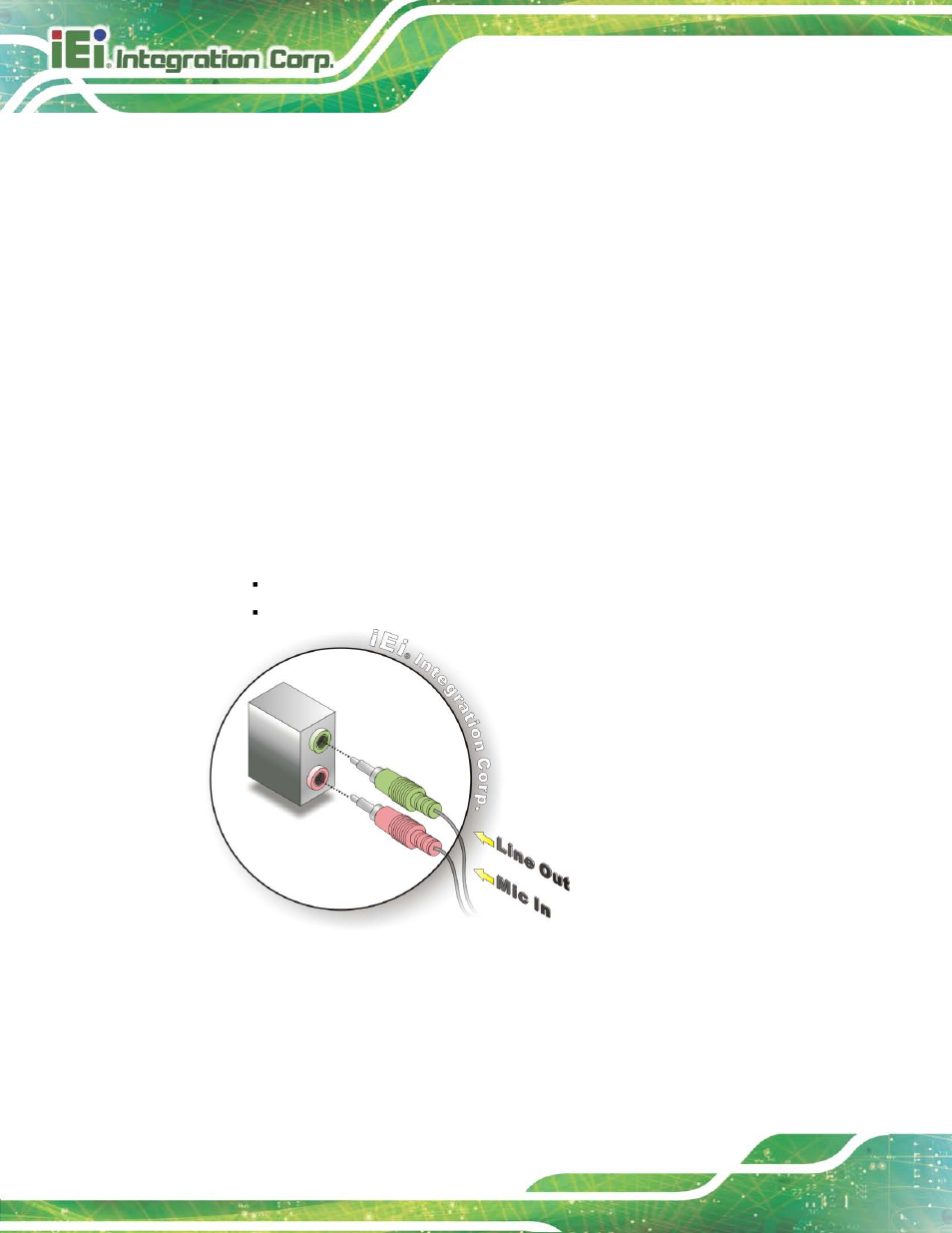 1 audio connection, Figure 3-13: audio connector | IEI Integration TANK-6000-C226 User Manual | Page 32 / 138