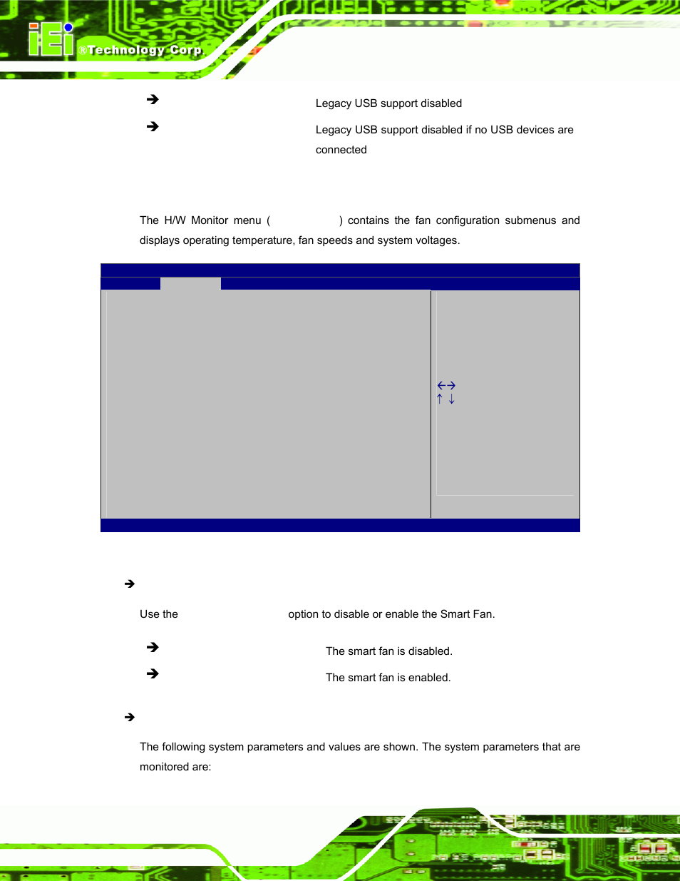 3 h/w monitor, Bios menu 5: h/w monitor | IEI Integration IDS-H61 User Manual | Page 42 / 72