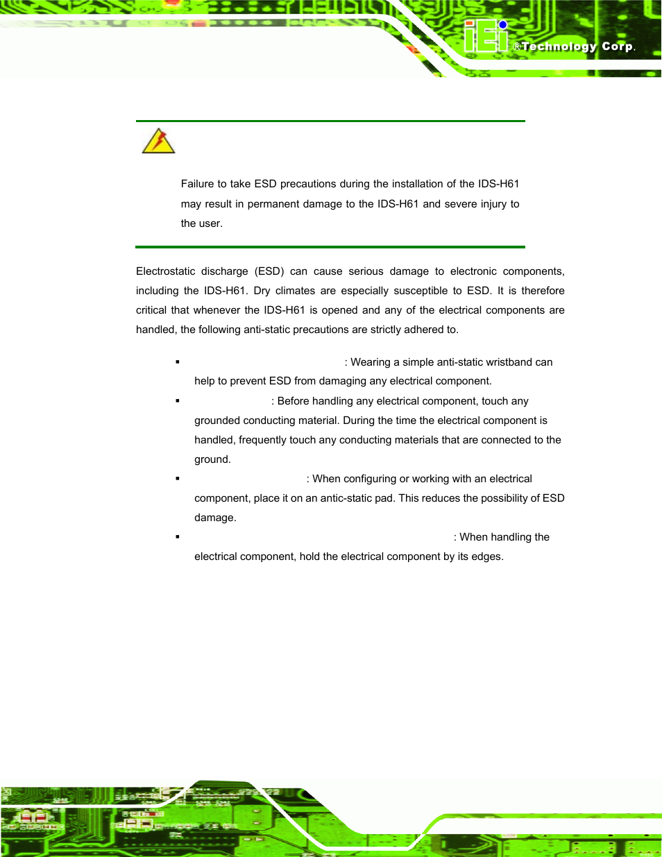 A.1.2 anti-static precautions | IEI Integration IDS-H61 User Manual | Page 65 / 72