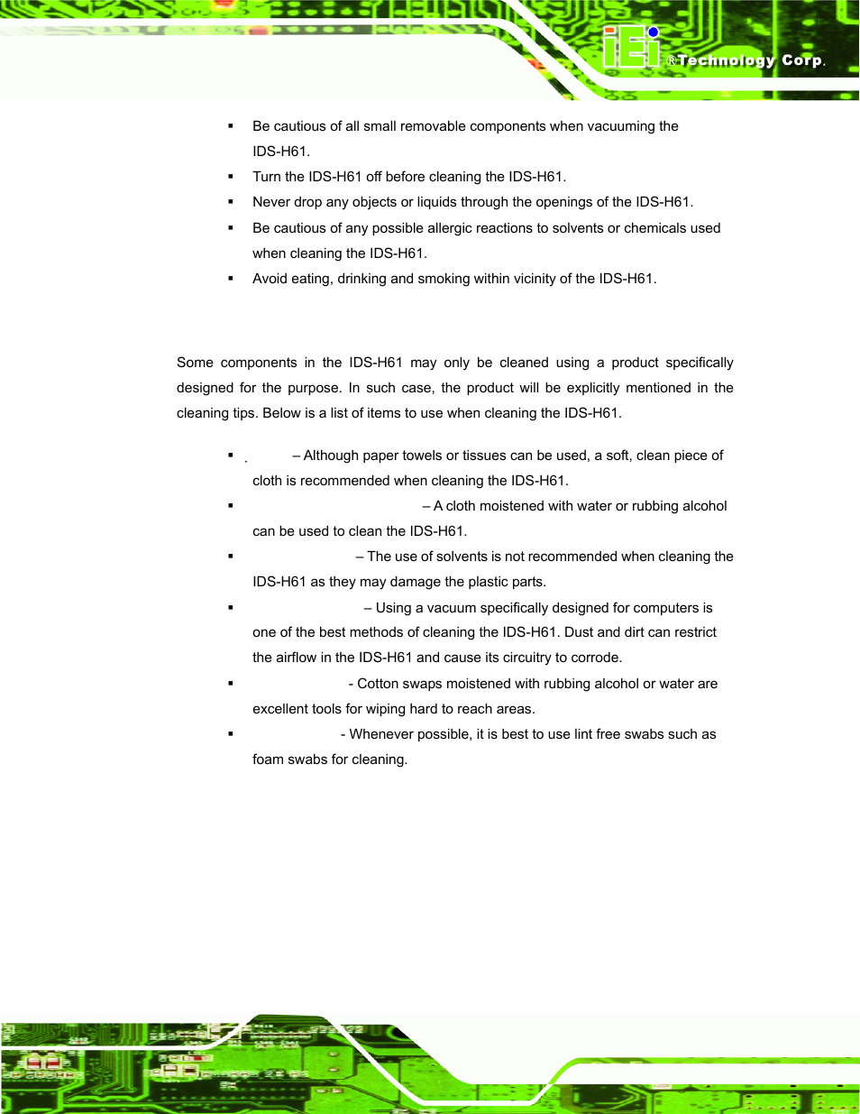 A.2.2 cleaning tools | IEI Integration IDS-H61 User Manual | Page 67 / 72