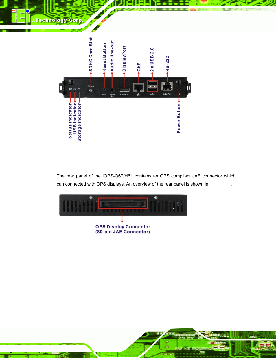 2 rear panel, Figure 1-2: front panel, Figure 1-3: rear panel | IEI Integration IOPS-Q67_H61 User Manual | Page 14 / 70