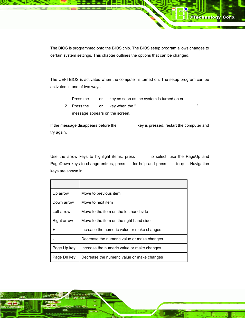 1 introduction, 1 starting setup, 2 using setup | Ntroduction | IEI Integration IOPS-Q67_H61 User Manual | Page 33 / 70