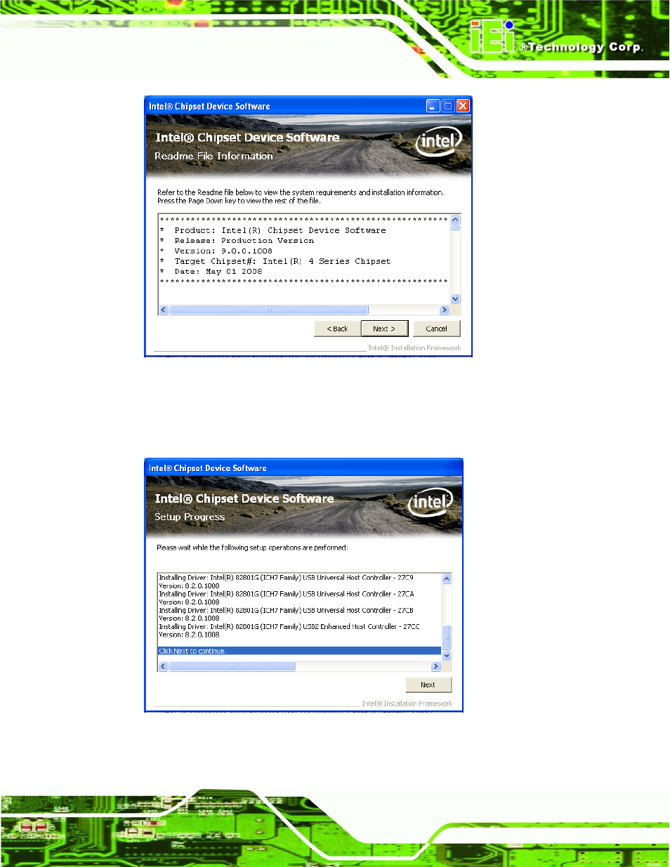 Figure 6-5: chipset driver read me file, Figure 6-6: chipset driver setup operations | IEI Integration ECN-680A-H61 User Manual | Page 111 / 190
