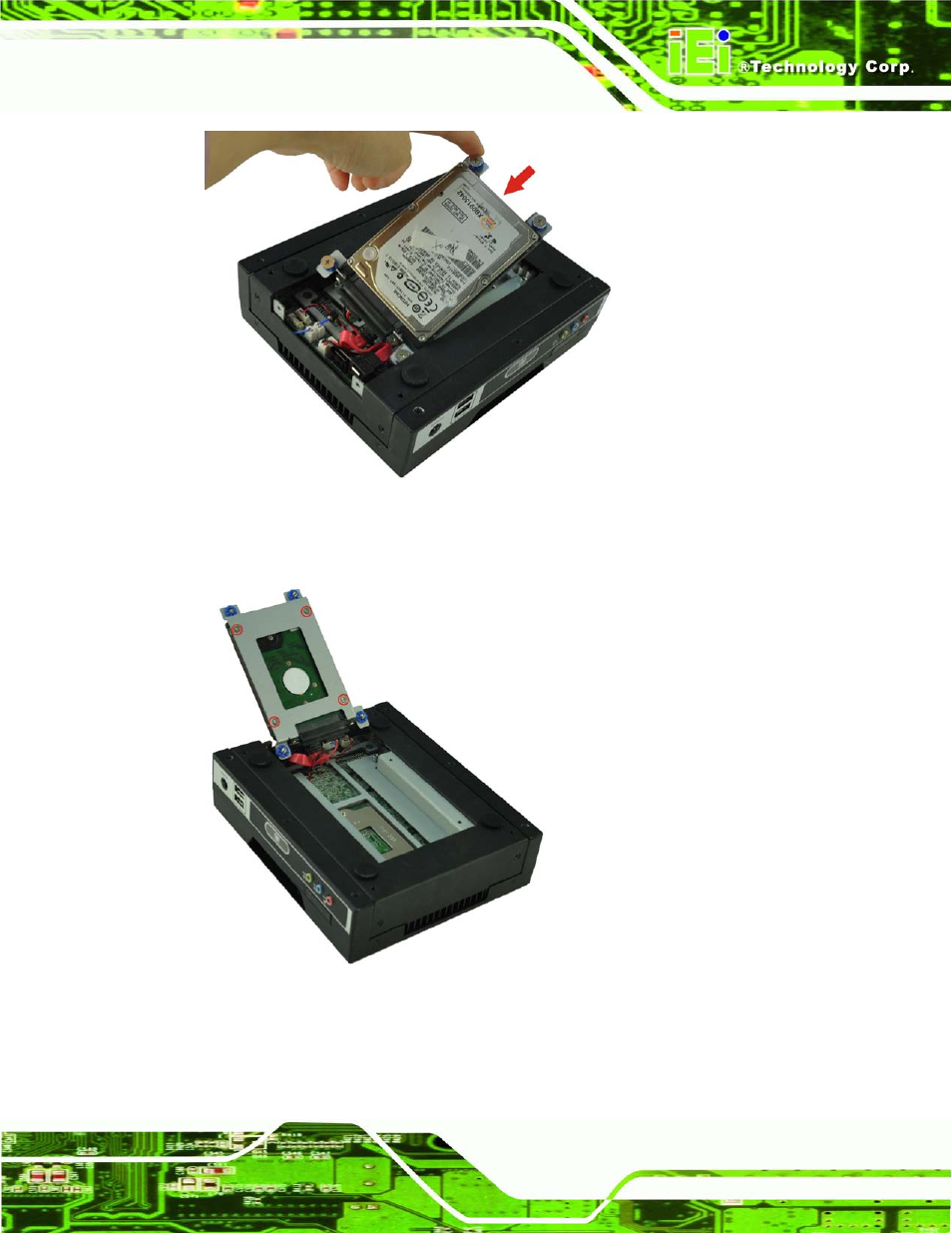 Figure 3-12: inserting the hdd, Figure 3-13: hdd retention screws, 336h | Figure 3-12 ) | IEI Integration ECN-680A-H61 User Manual | Page 37 / 190