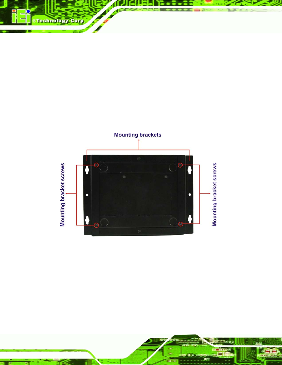 1 mounting the system with mounting brackets, Figure 3-19: mounting bracket retention screws | IEI Integration ECN-680A-H61 User Manual | Page 42 / 190