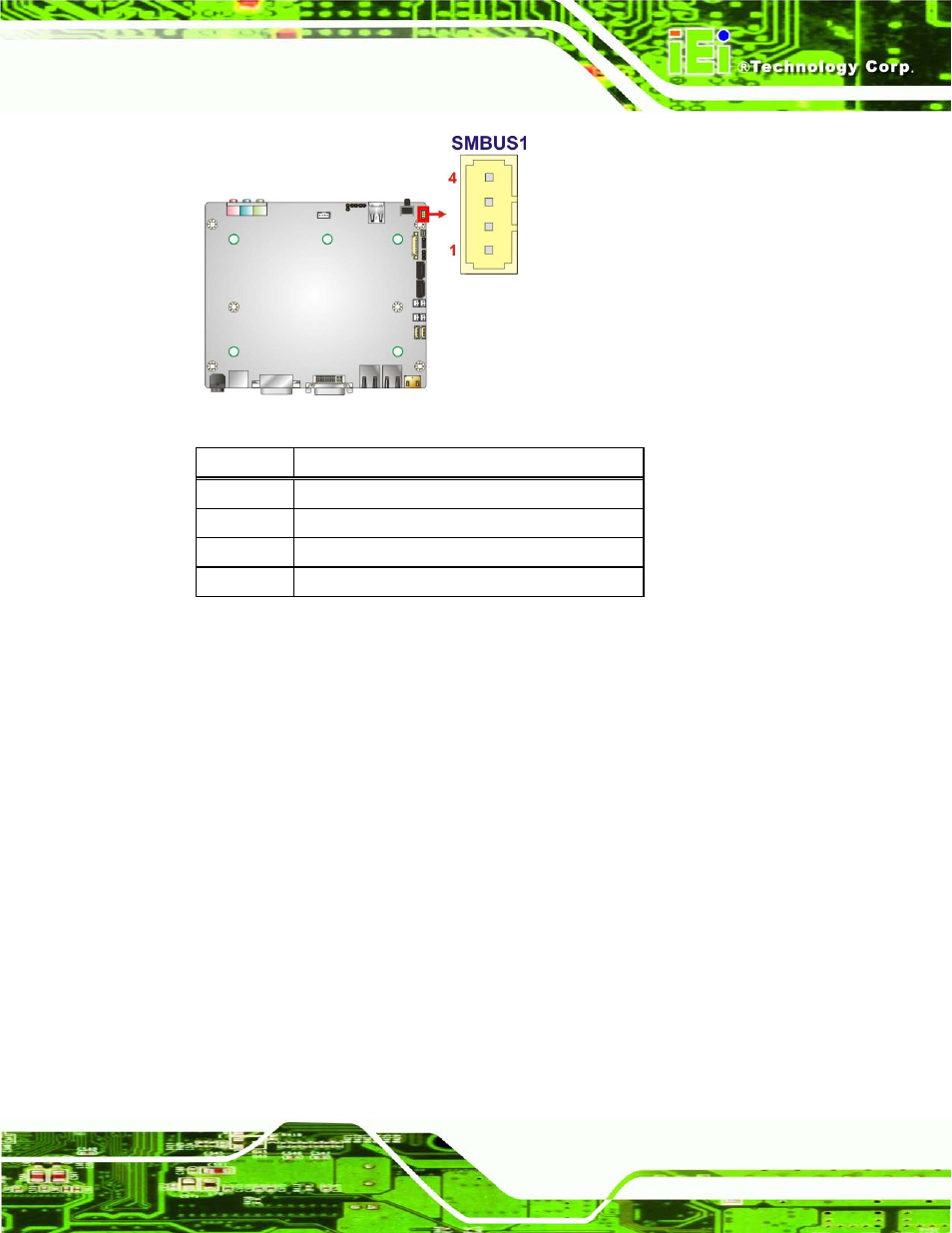 11 so-dimm connector, Figure 4-12: smbus connector location, Table 4-12: smbus connector pinouts | Ee figure 4-12, Ee table 4-12 | IEI Integration ECN-680A-H61 User Manual | Page 67 / 190
