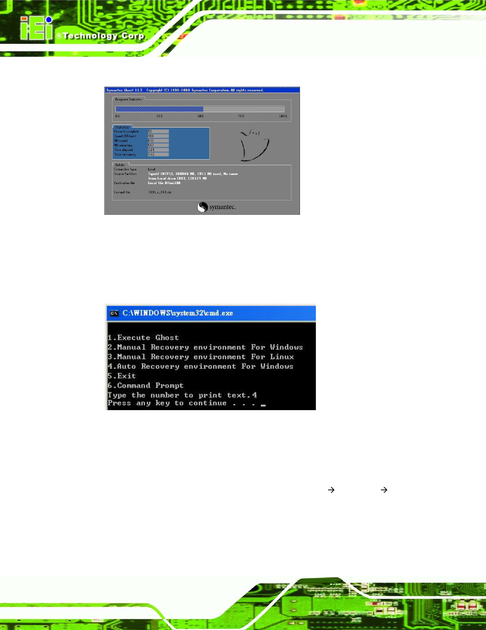 Figure c-27: image creation complete, Figure c-28: press any key to continue | IEI Integration ECN-780-Q67 User Manual | Page 157 / 184