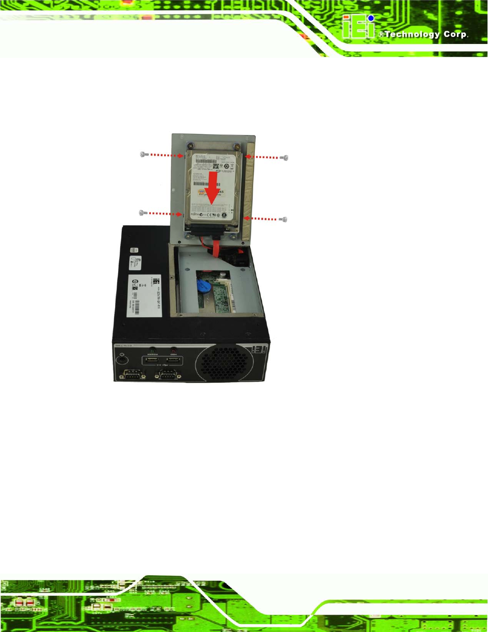 4 at/atx mode selection, At/atx, Election | Figure 3-3: hdd retention screws | IEI Integration ECN-780-Q67 User Manual | Page 28 / 184
