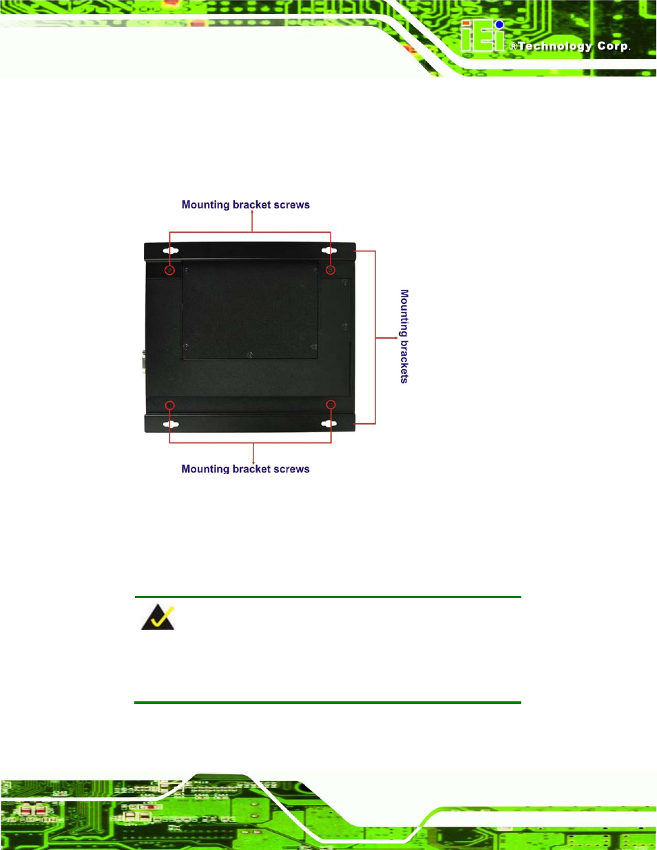 Figure 3-8: mounting bracket retention screws | IEI Integration ECN-780-Q67 User Manual | Page 32 / 184