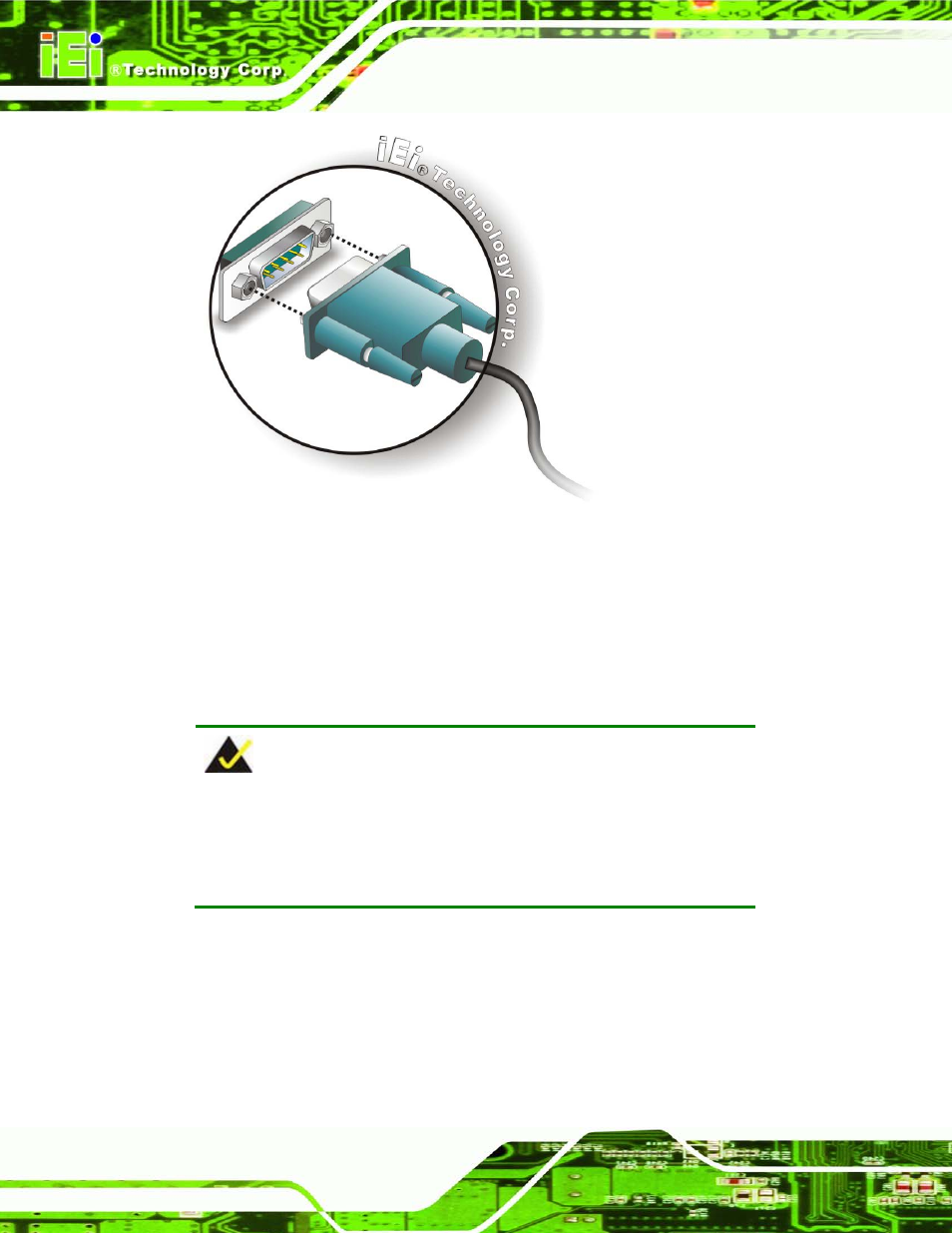 6 usb device connection, Figure 3-15: db-9 serial port connector | IEI Integration ECN-780-Q67 User Manual | Page 39 / 184