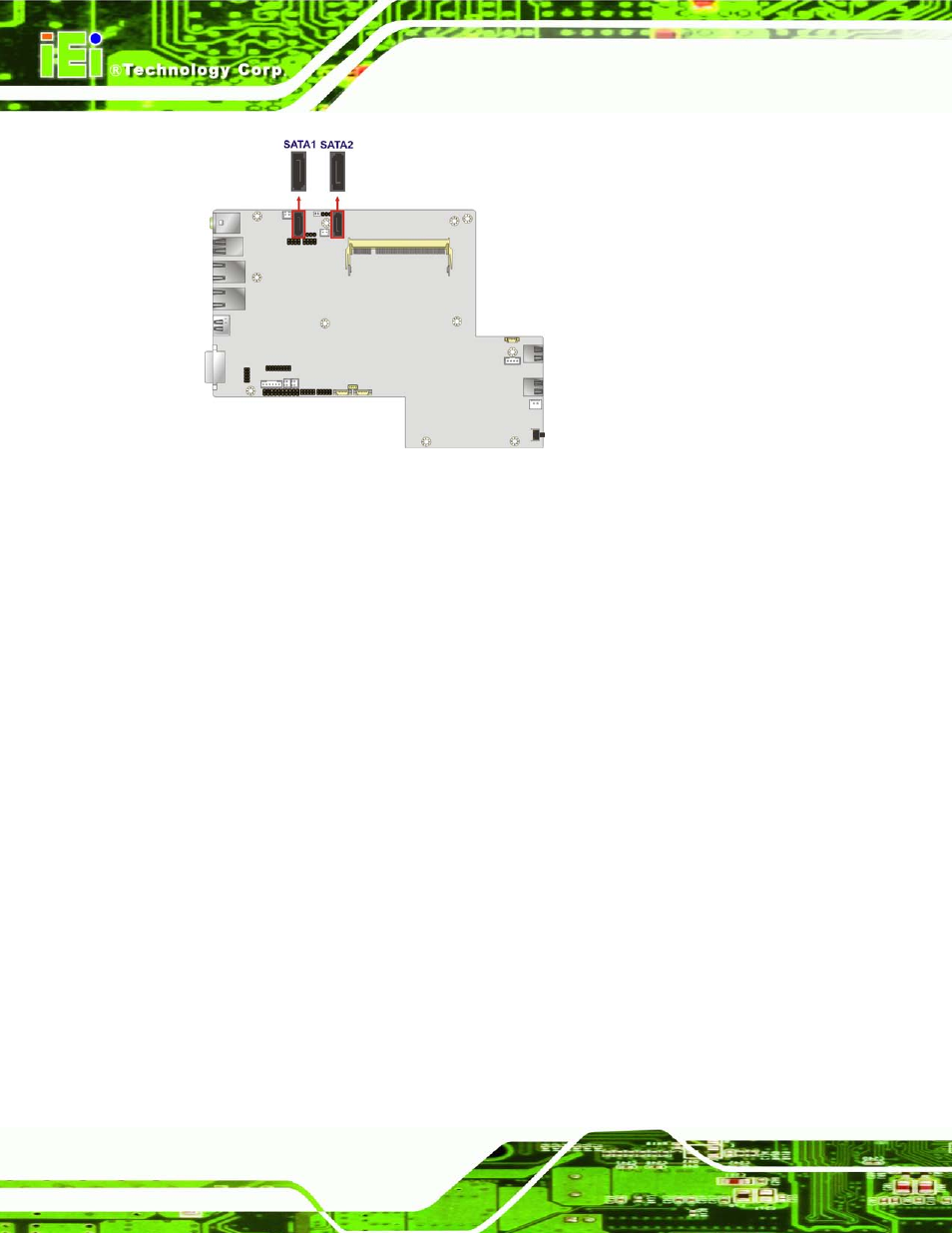 13 sata power connectors, Figure 4-17: sata drive connector locations | IEI Integration ECN-780-Q67 User Manual | Page 59 / 184