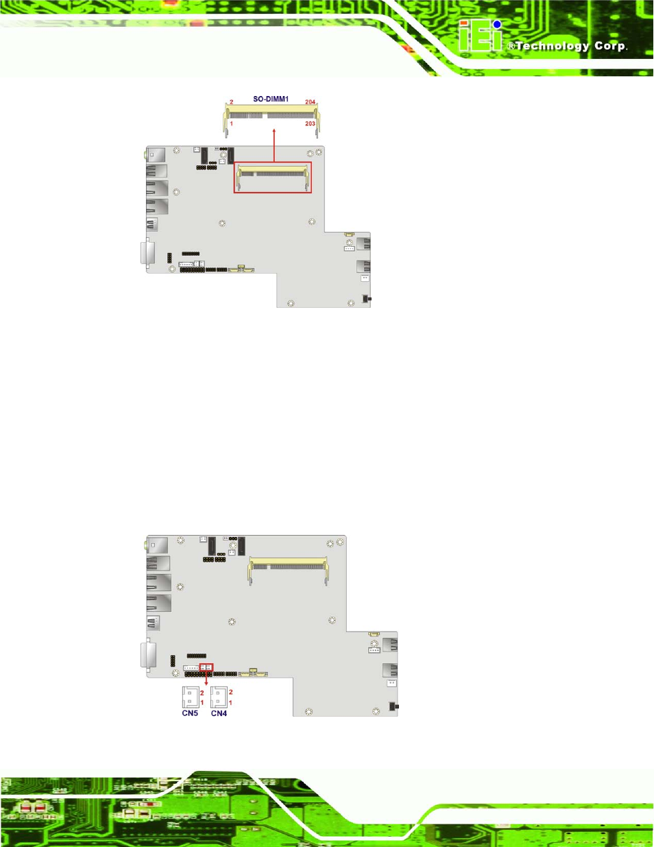 16 k type thermocouple connectors, Figure 4-20: so-dimm connector locations | IEI Integration ECN-780-Q67 User Manual | Page 62 / 184