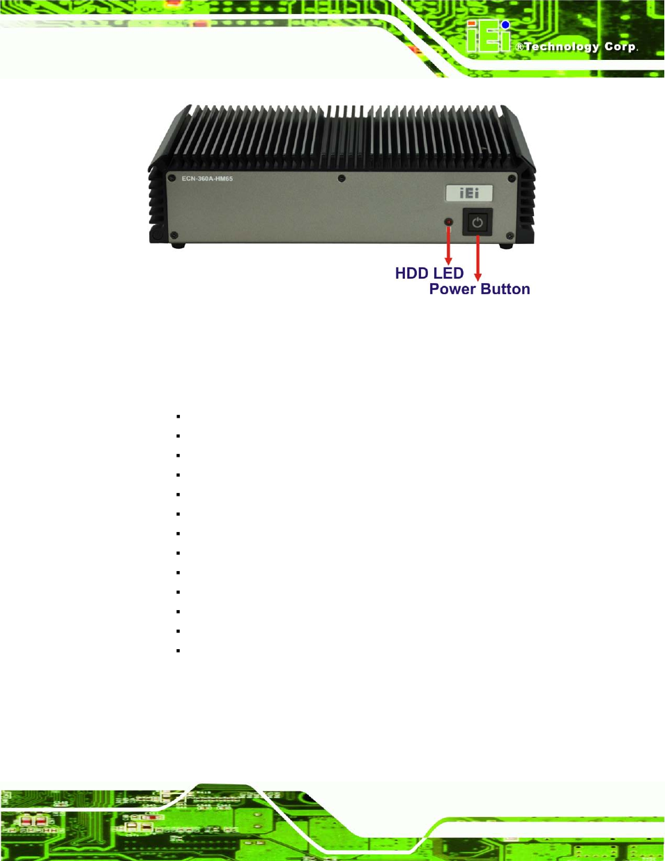 6 rear panel, Anel, Figure 1-2: ecn-360a-hm65 front panel | IEI Integration ECN-360A-HM65 User Manual | Page 18 / 154