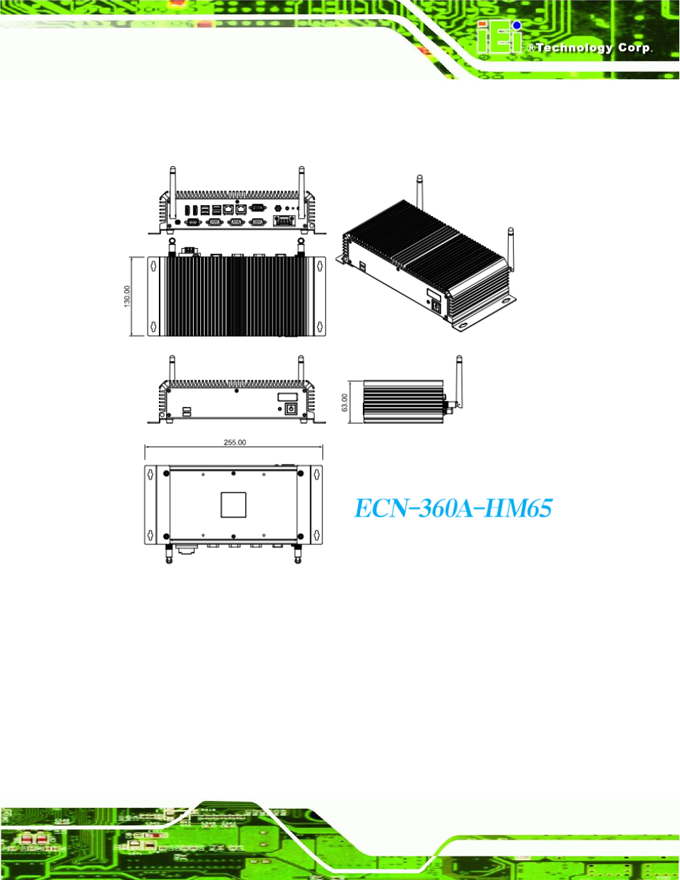 7 dimensions, Imensions, Figure 1-4: physical dimensions (mm) | IEI Integration ECN-360A-HM65 User Manual | Page 20 / 154