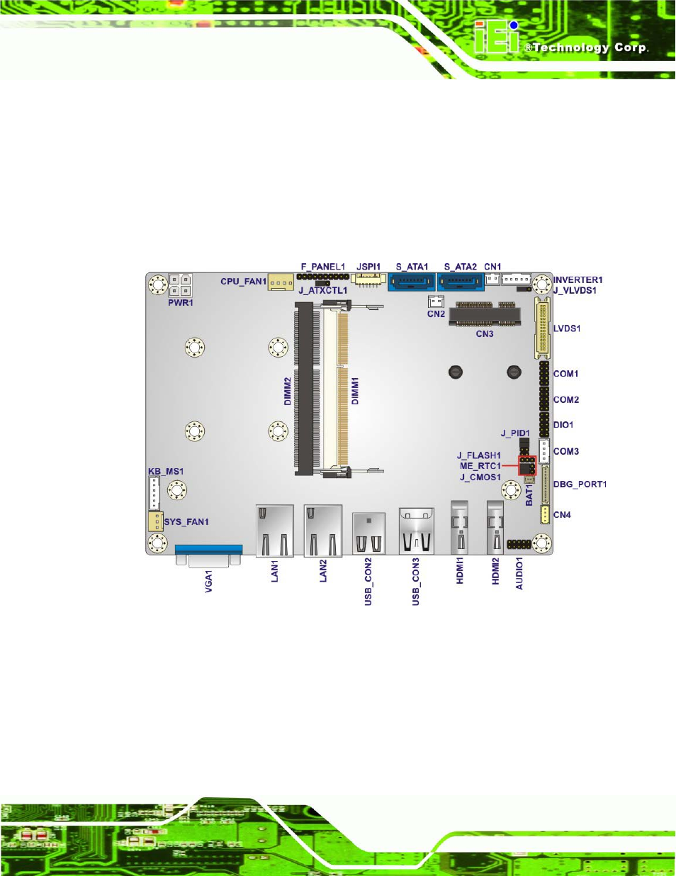 1 peripheral interface connectors, 1 layout, Eripheral | Nterface, Onnectors, Figure 4-1: connectors and jumpers locations | IEI Integration ECN-360A-HM65 User Manual | Page 38 / 154