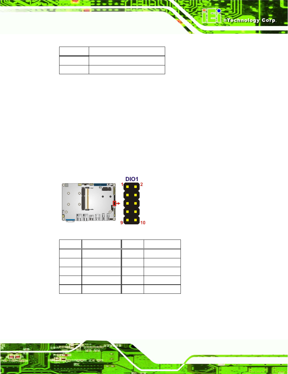 3 digital input/output (dio) connector, Figure 4-4: dio connector location, Table 4-4: battery connector pinouts | Table 4-5: dio connector connector pinouts | IEI Integration ECN-360A-HM65 User Manual | Page 42 / 154