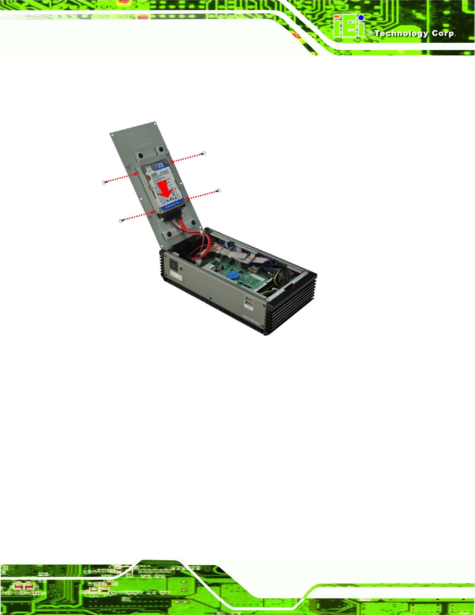 4 wi-fi antenna installation (wireless model only), Ntenna, Nstallation | Ireless, Odel, Figure 3-3: hdd retention screws | IEI Integration ECN-360A-D2550 User Manual | Page 26 / 141