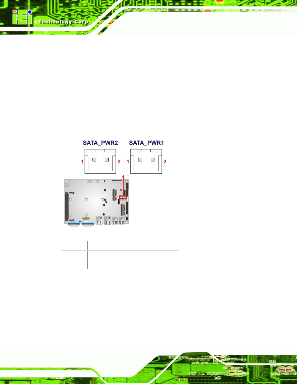 2 internal peripheral connectors, 1 5 v sata power connectors, 2 audio connector | Nternal, Eripheral, Onnectors, Figure 4-2: 5 v sata power connector locations, Table 4-3: 5 v sata power connector pinouts | IEI Integration ECN-360A-D2550 User Manual | Page 37 / 141