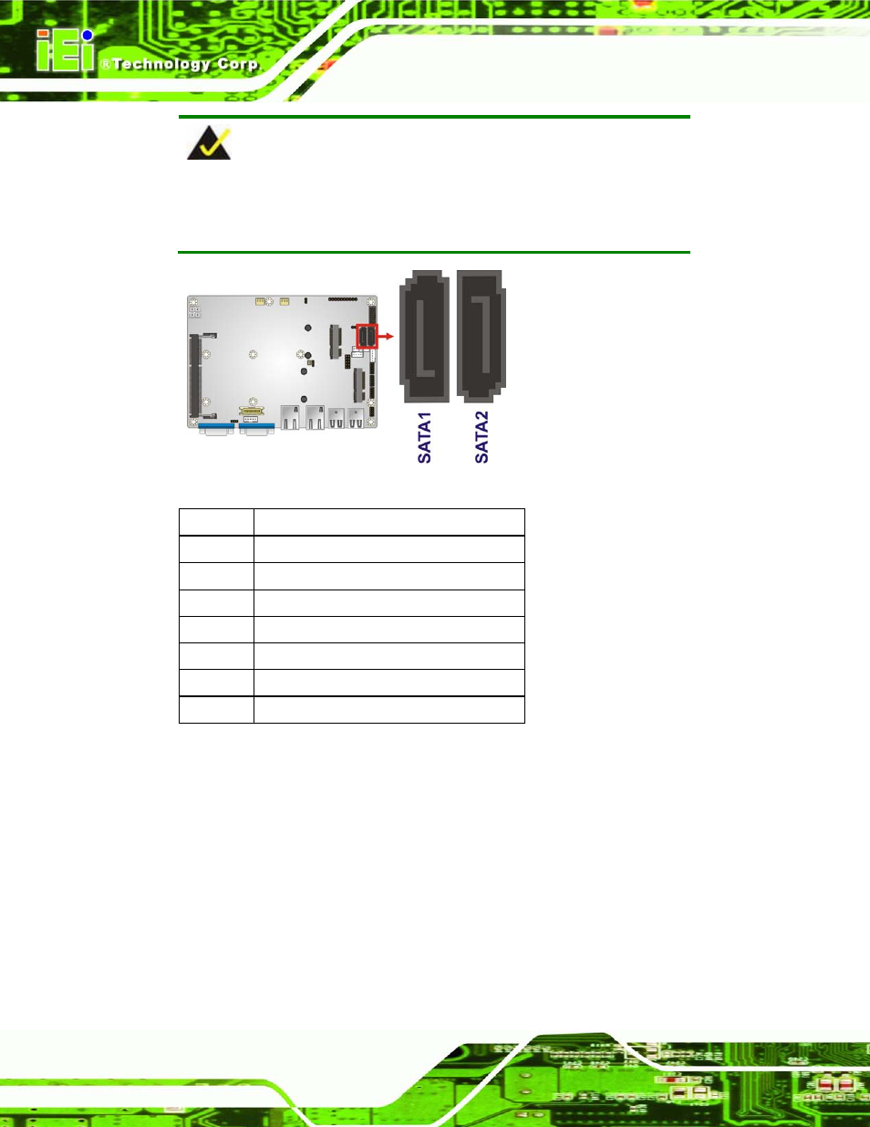 15 so-dimm connector, Figure 4-15: sata drive connector locations, Table 4-16: sata drive connector pinouts | Ee figure 4-15, Ee table 4-16 | IEI Integration ECN-360A-D2550 User Manual | Page 49 / 141