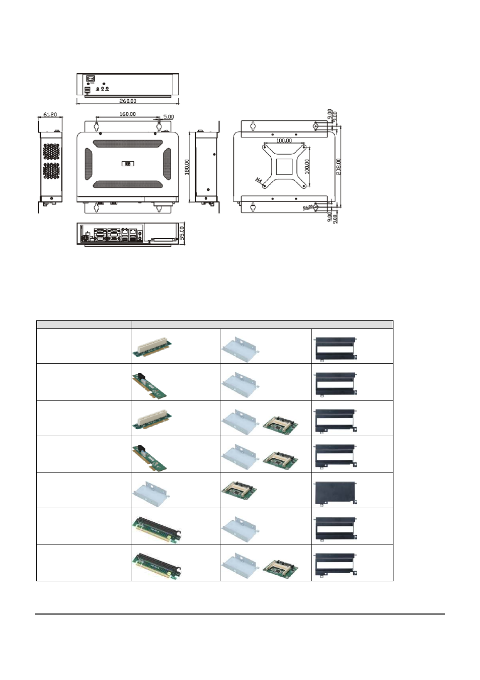 Dimension drawing, Optional modules | IEI Integration EBC-3200 User Manual | Page 2 / 6