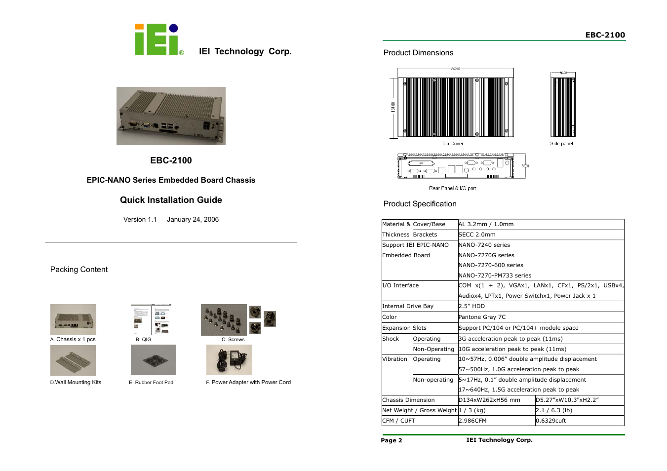 IEI Integration EBC-2100 User Manual | 4 pages