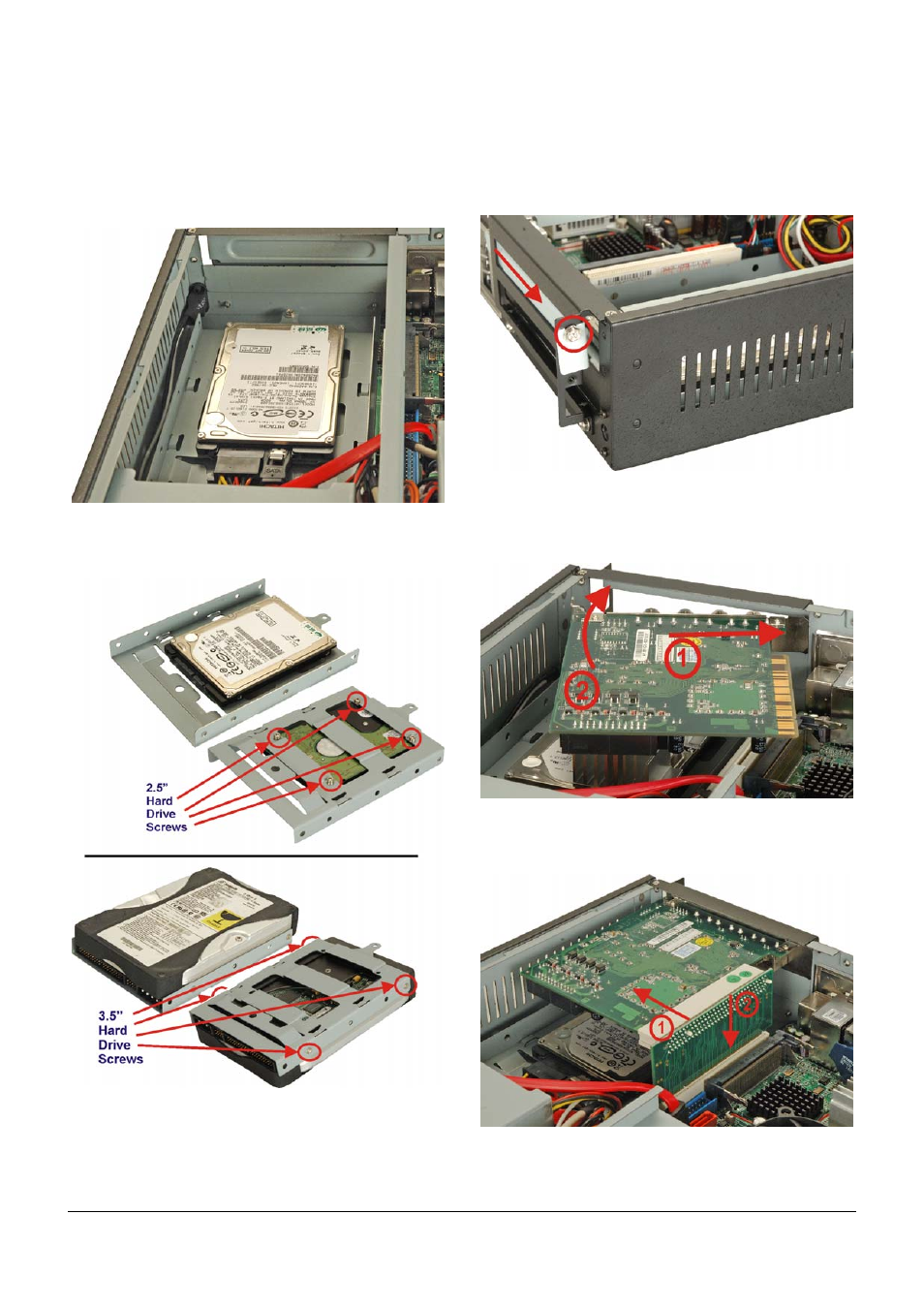 Step 6: install hard drive (bottom bracket), Step 7: install expansion card, Step 6 | Install hard drive (bottom bracket), Step 7, Install expansion card | IEI Integration EBC-3620 User Manual | Page 6 / 8